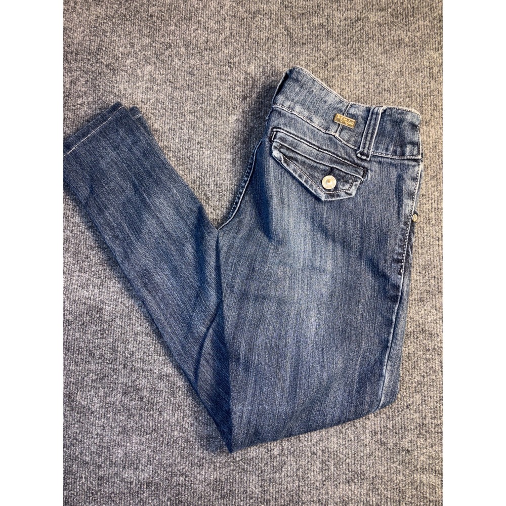 Kalua Skinny Jeans‎ Womens 5/6 Blue Denim Faded Classic Fit Stretch 2-Button Fly